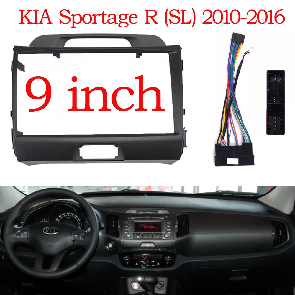 KIA SPORTAGE 2010-2016  9 ġ ڵ  ٸ ׷ ÷̾ г  ġ ŰƮ Double Din Frame GPS DVD Bezel